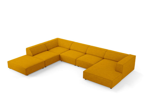 Cosmopolitan Design Panoramische hoekbank links Arendal 7-zits, chenille met ribbeleffect, mosterd - 262x364x70cm
