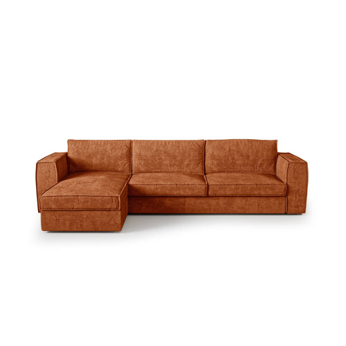 Premium Interiors - Hoekbank (links) MIKA - zacht aanvoelende geweven stof terracotta 292cm