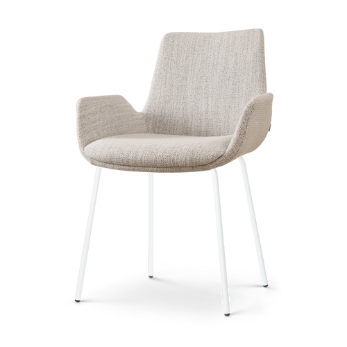 Nolon Nora-Eef Eetkamerstoel Beige Gemêleerd - met Armleuning - Wit