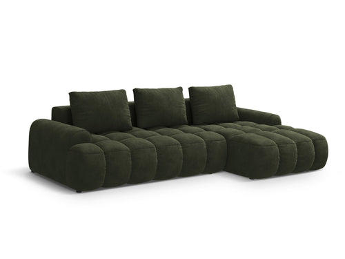 Cosmopolitan Design Converteerbare hoekbank rechts met opbergdoos Linz 3-zits, flueel groente - 142x275x84cm