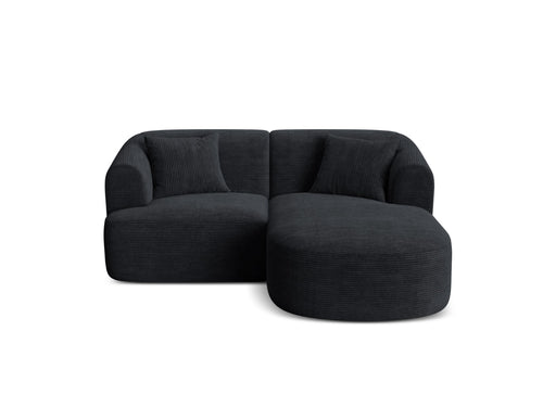 Cosmopolitan Design Modulaire hoekbank rechts Campi 3-zits, ribfluwelen zwart - 156x180x70cm