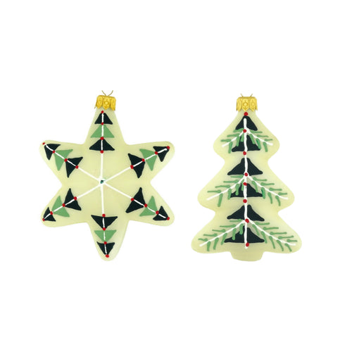 Dagmara kerstdecoratie – kerstboom- en stervorm – glas – set van 2 - vtwonen shop