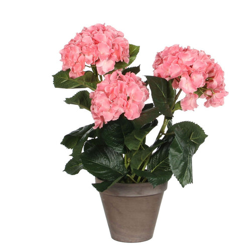 Mica Decorations Hortensia Kunstplant in Bloempot Stan - H40 x Ø35 cm - Roze
