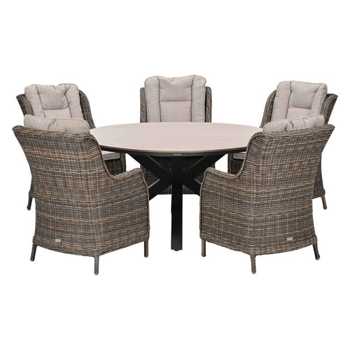 Garden Impressions Tuinset Marbella 6-delig hav. sand - Tulli tuintafel Ø148 cm