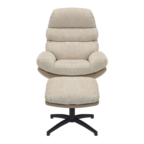 Giga Meubel Fauteuil Liane - Stof/Metaal - Beige - Met Voetenbankje - vtwonen shop