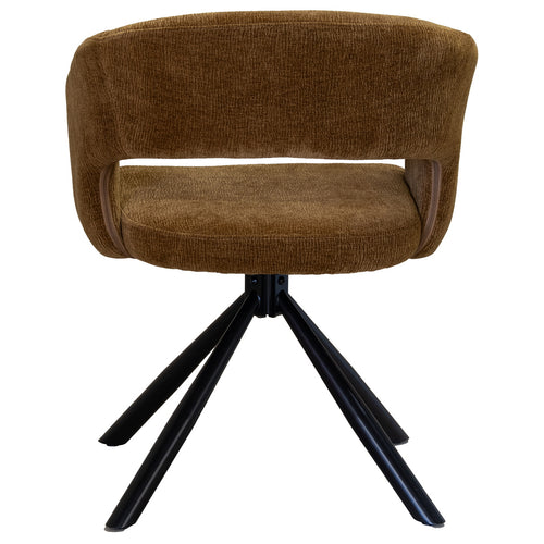 DÉJA Living Eetkamerstoel Elle - Stof/Metaal - Oker - Set van 2 - vtwonen shop