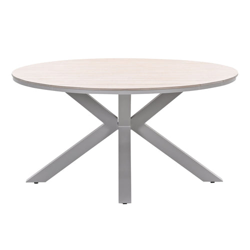 Edison tafel rond - 148 cm - taupe - light teak Vironwood - vtwonen shop