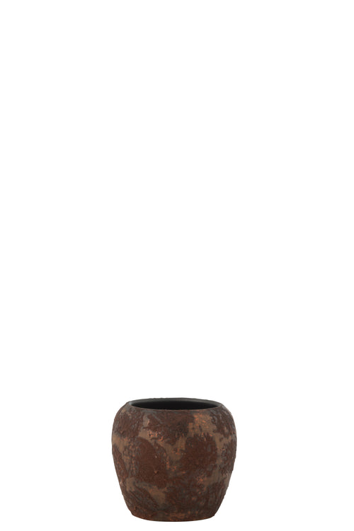 J-Line bloempot Round Terra - keramiek - bruin - medium - Ø 18 cm