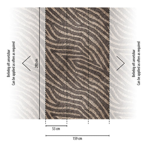 Livingwalls fotobehang zebra print bruin en beige - 159 x 280 cm - AS-392361 - vtwonen shop