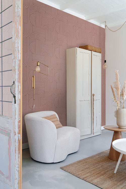 ESTAhome behang grafisch 3D motief oudroze - 50 x 900 cm - 131489 - vtwonen shop