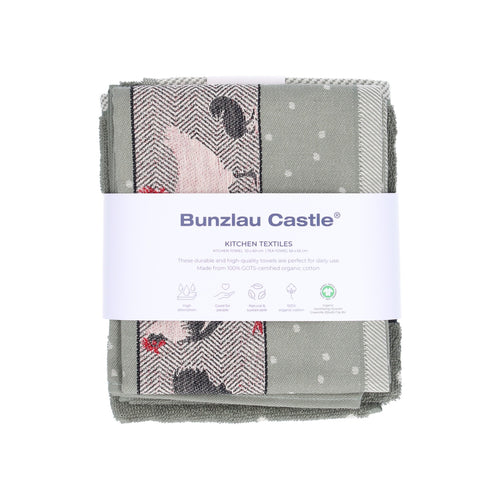 Luxe Keukendoek en Theedoek Kip Donkergroen -  Bunzlau Castle - 100% biologisch GOTS katoen