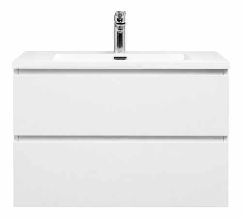Badplaats Badkamermeubel Set Angela 80 cm – Wit Hoogglans – Badmeubel met Wastafel