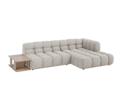 Cosmopolitan Design Modulaire hoekbank rechts Sky 4-zits, flueel, lichtbeige - 162x297x70cm