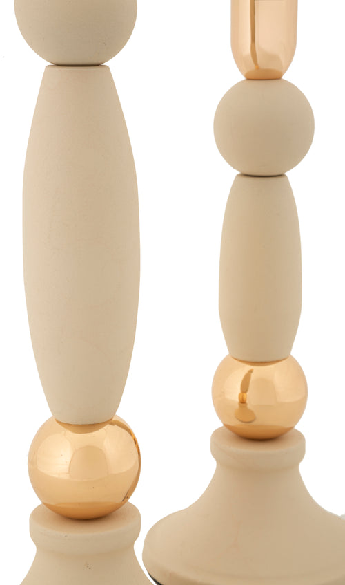 Mauro Ferretti kaarsenhouder - set van 2 - crème/goud