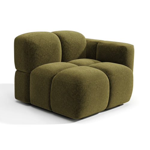 Premium Interiors - Rechthoekige hoekmodule MOSS - getextureerd fluweel vintage groen 90cm