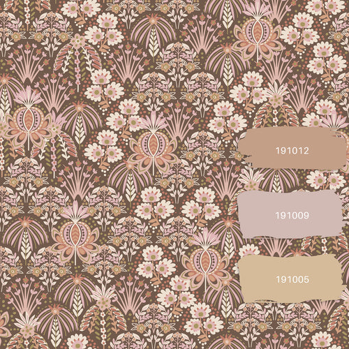 ESTAhome behang vintage bloemen in art nouveau stijl oudroze en bruin - 50 x 900 cm - 130974 - vtwonen shop