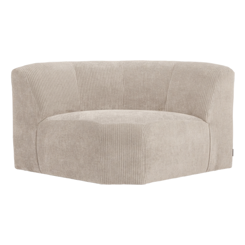 WOOOD hoekelement rond Mojo Base - Ribstof - Ecru - 74x110x110