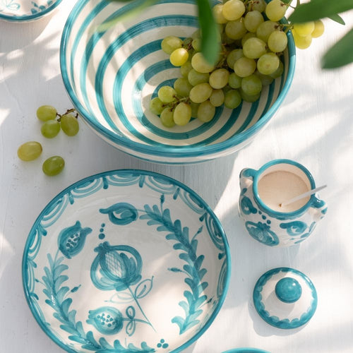 J-Line kom Lebrillo Granada Stripes - keramiek - wit/aqua