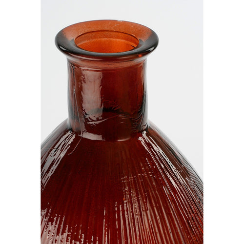 Mica Decorations Firenza Fles Vaas - H59 x Ø29 cm - Gerecycled Glas - Donkerbruin