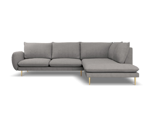 Cosmopolitan Design rechter hoekbank Vienna 6-zits, structurele stof, donkergrijs - 185x275x95cm