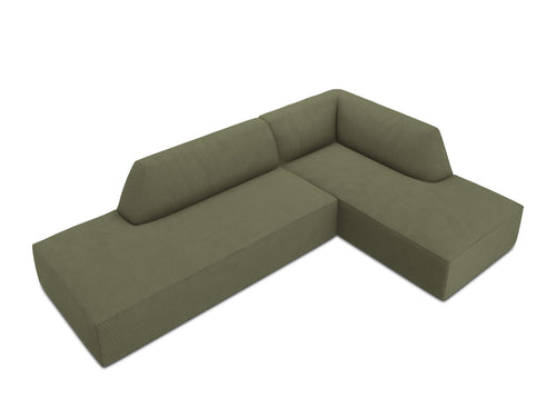 Micadoni rechter hoekbank Ruby 4-zits, ribfluwelen, groente - 180x273x69cm