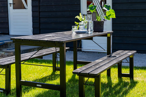 MaximaVida inklapbare picknickbank Riga 200 x 25 cm blackwash - FSC vurenhout