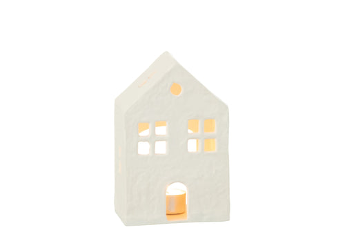 J-Line theelichthouder Huis - aluminium - wit
