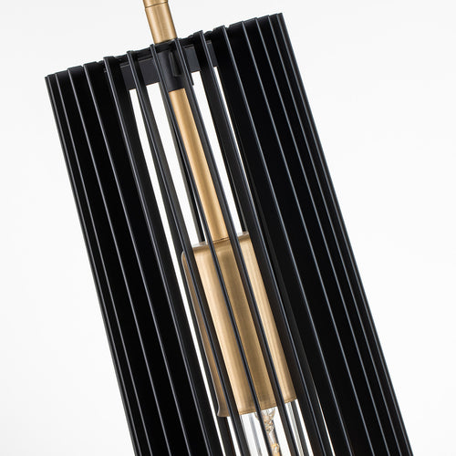 Elstead Kichler Linara Slanke hangende plafondlamp zwart en natuurlijk messing