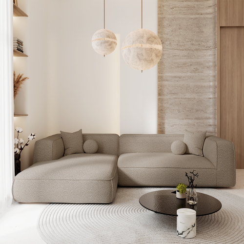 Premium Interiors - Linkerhoekbank SOFIA - bouclette mol 255cm