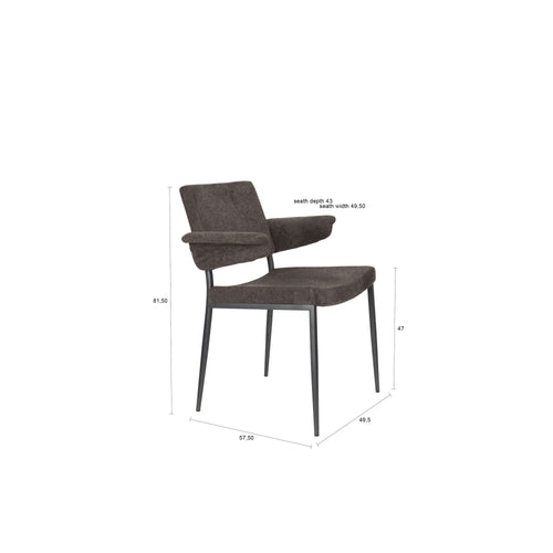 Dutchbone Portland Eetkamerstoelen Armleuning Grijs - Set van 2