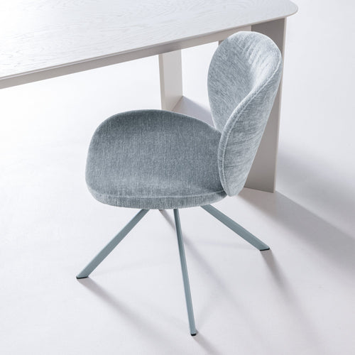WOOOD eetkamerstoelen Femke - Chenille - Blauw - Set van 2