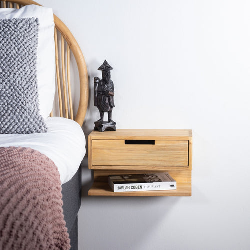 Giga Meubel Nachtkastje  - Naturel - Eikenhout - 35x20x20cm - vtwonen shop