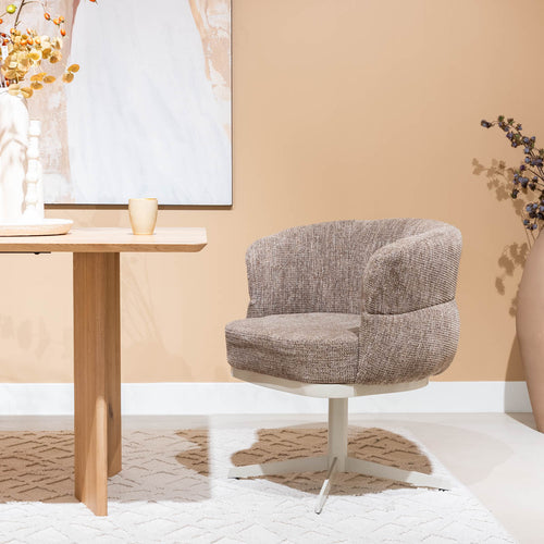 DÉJA Living Eetkamerstoel Maribel - Taupe/Beige - Draaibaar - Set van 2