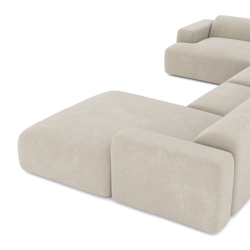 Sia Home - Grote panoramische U-bank MYRA - Fluweel met structuur - Beige - 354cm - vtwonen shop