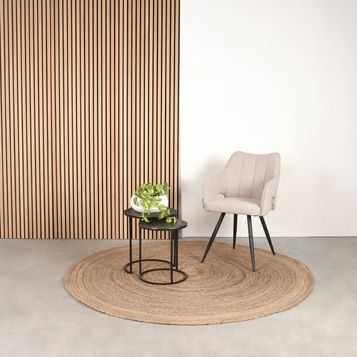 LABEL51 Eetkamerstoel Noud - Naturel Bouclé - Zithoogte 49cm