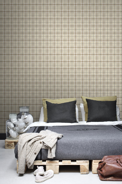 ESTAhome behang ruiten beige en bruin - 53 cm x 10.05 m - 137723