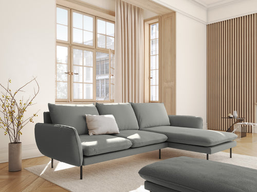 Cosmopolitan Design rechter hoekbank Vienna 5-zits, boucle, grijs - 170x255x95cm