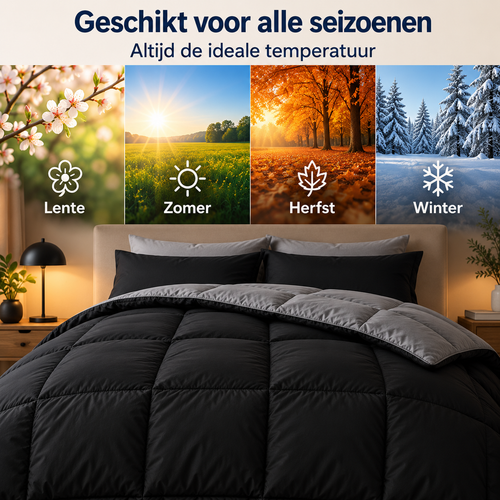 Ten Cate wasbaar dekbed 140x200 - zwart/grijs