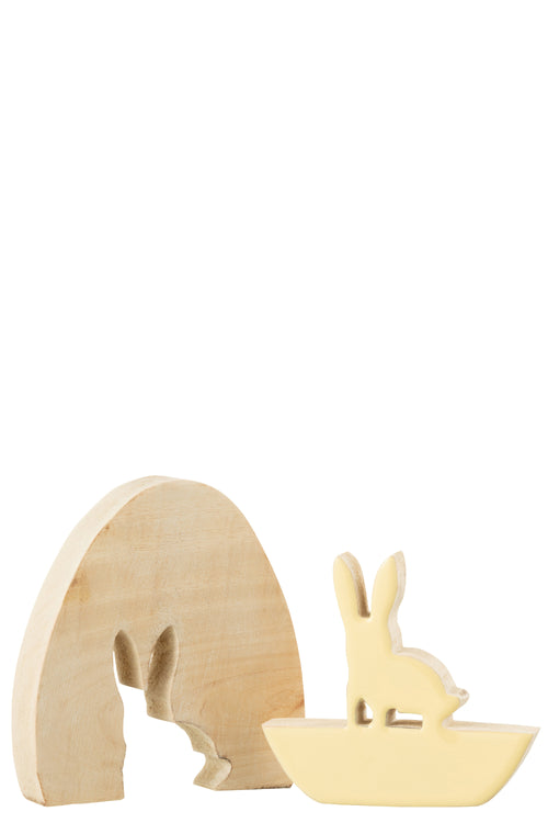 J-Line decoratie Ei Konijn - hout - geel - vtwonen shop