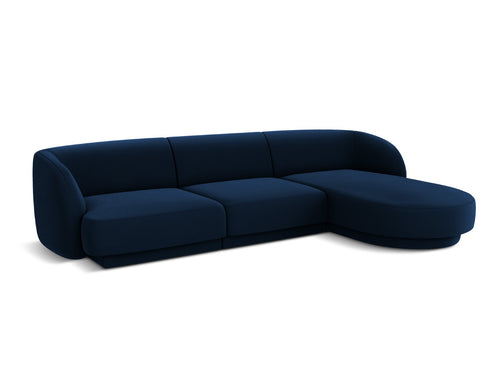 Micadoni rechter hoekbank Miley 4-zits, flueel, koningsblauw - 156x255x70cm