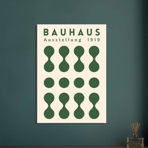 Artfulprints Poster met Lijst Bauhaus - Ausstellung green   - A4 21x29.7 cm - Donkergroen
