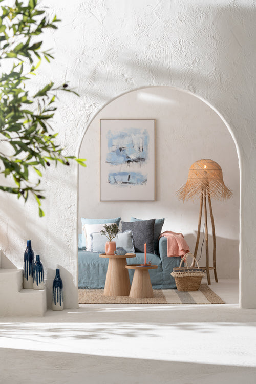 J-Line bijzettafels Rond + Rand - hout - naturel - set van 2