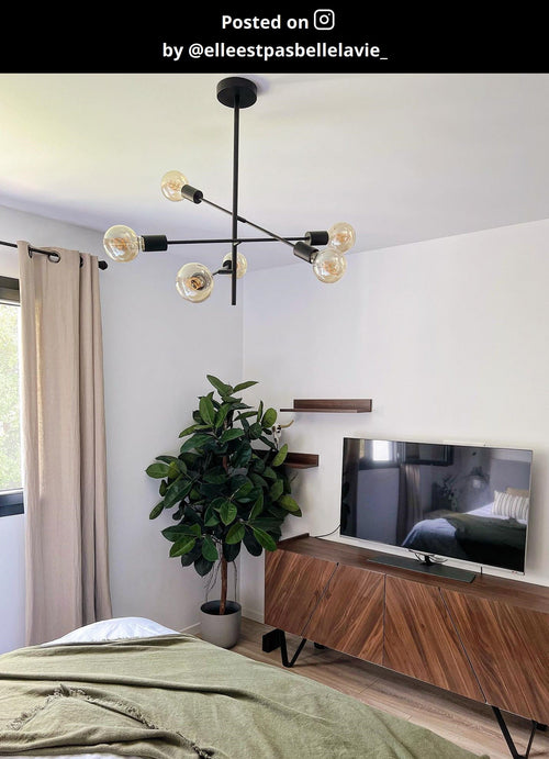 Lucide plafonnière LESTER - 6xE27 - Zwart - vtwonen shop