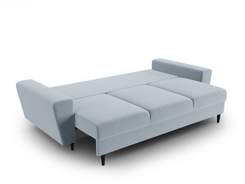 Cosmopolitan Design Slaapbank met opbergdoos Kyoto 3-zits, flueel lichtblauw - 100x235x88cm