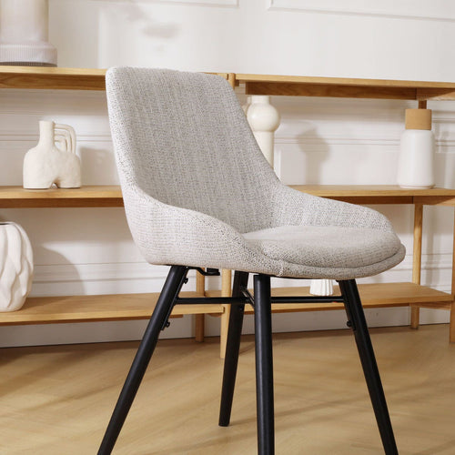 Nolon Nena-Isa Eetkamerstoel Beige Gemêleerd - Zwarte Houten Poten - vtwonen shop