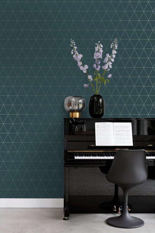 Origin Wallcoverings behang grafische driehoeken blauw - 53 cm x 10.05 m - 347715