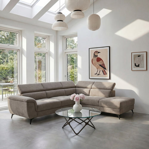 Furnhouse chaise longue bank rechts Betis - Taupe - Stof - 95x290x90