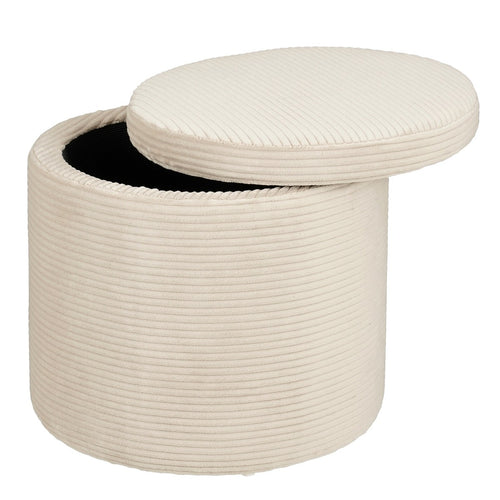 Mica Decorations Poef met Opbergruimte - H41 x  Ø42 cm - Off-white