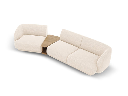 Micadoni linker modulaire bank Miley 3-zits, structurele stof ivoor - 126x303x70cm