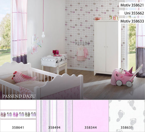 A.S. Création behang schoentjes roze en wit - 53 cm x 10.05 m - AS-358621